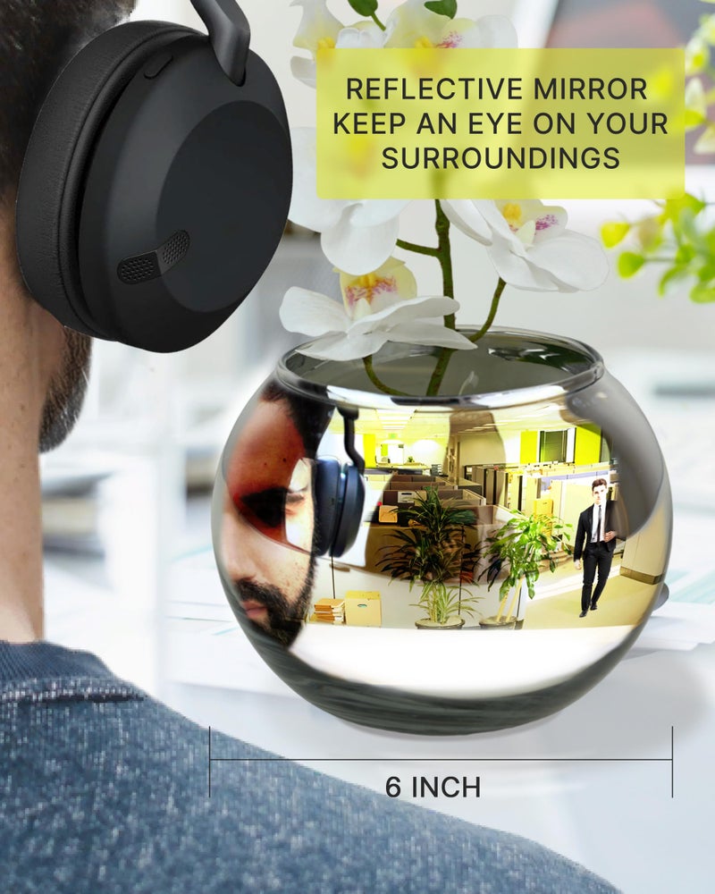 Skywin Convex Mirror Vase Silver Cubicle Decorations - 6 Inch Multipurpose Desk Mirror to See Behind You - Aesthetic Office Cubicle Accessories  Office Decor Organizer - Image 2